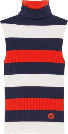 Gucci striped roll-neck top - women - Fabric - S - Blue