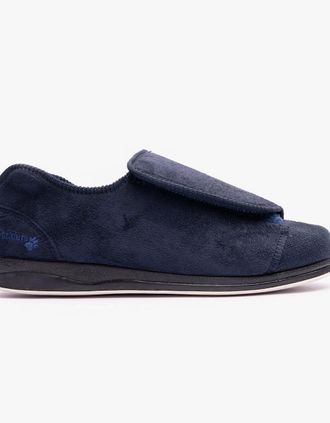 Padders Mens Padders PETER Mens (H/K Fit) Touch Fasten Slippers Navy - Blue - Size: 13