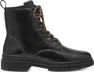 Tamaris Zwarte zwarte laarsjes - Dames - Veterlaarzen - Zwart - 36 EU - Leer - Schoenen