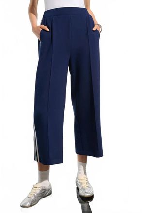 Joseph Ribkoff Striped Side Slit Culotte Pants In Indigo