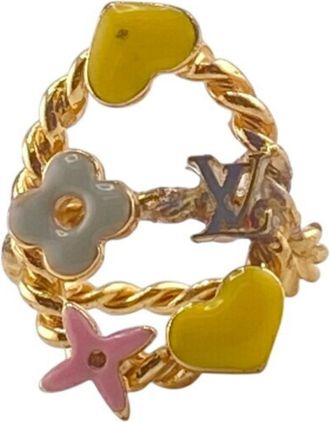 Louis Vuitton Sweet Monogram Gold Metal Band Ring (Pre-Owned)