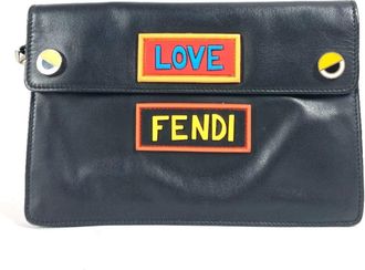 Fendi Black Leather Clutch Bag (Pre-Owned)