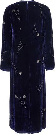 Forte_Forte Womens Long Velvet Dress Blue Viscose