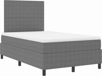 vidaXL Box Spring Bed with Headboard Light Grey and White 120 x 190 cm vidaXL