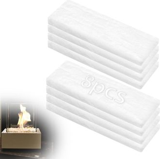 OEM Juego De 8 Almohadillas De Lana Cer&aacute;mica Para Chimeneas De Bioetanol, 30 X 10 X 2,5 Cm Esponja Cer&aacute;mica De Lana Cer&aacute;mica De Etanol Para Chimeneas De B