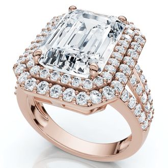 Pompeii3 Certified 6Ct Aria Emerald Diamond Engagement Ring 14k Gold/Platinum Lab Grown