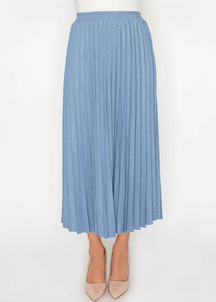 YAL New York Soft Blue Denim Pleated Skirt
