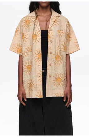 Bimba & Lola Textured Cotton Oversize Shirt in Bimba By The South at Nordstrom, Size Xx-Small