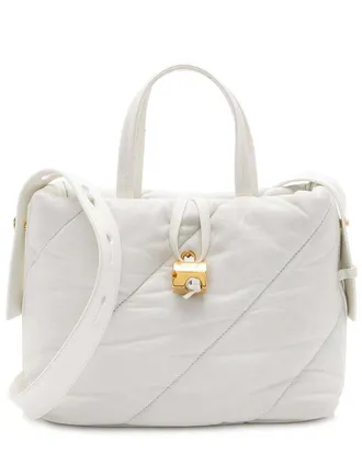 Off-white White Leather Nailed Zipped Tote (Authentic Pre-Loved)