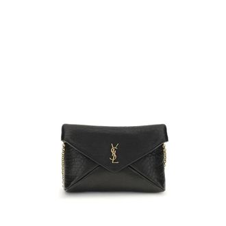 Saint Laurent Shoulder Bags, female, Black, Size: ONE SIZE Cassandre Chain Clutch Bag