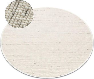 RugsX Carpet NEPAL 2100 circle white / natural grey - woolen, double-sided, natural beige round 100 cm