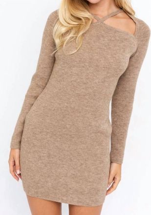 Le Lis Blanc Deux Morning Mocha Knit Sweater Dress In Taupe