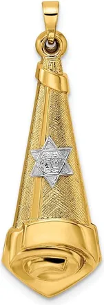 Diamond2Deal 14k Two-tone Gold Hollow Scroll and Star Pendant