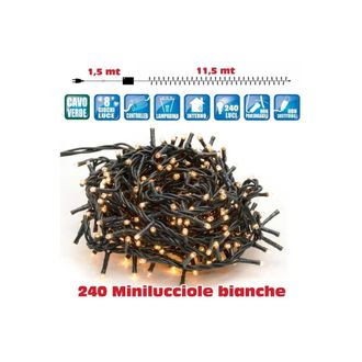 Trade Shop Trade Shop - Catena Luci Minilucciole 240 Luci 3 Vie Bianco Caldo Con Control 8 Funciones