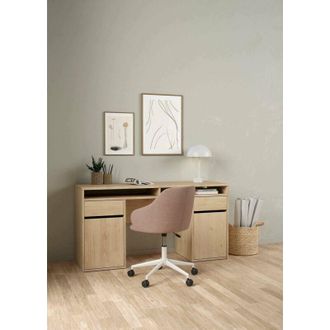 Dmora Dmora - Escritorio Leepi, Escritorio Multiusos, Mesa De Oficina Para Pc, El Plan De Trabajo, 149x48 H77 Cm, Roble