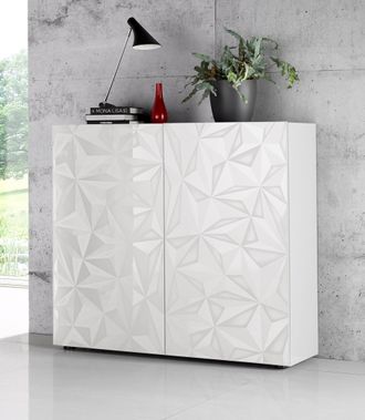 Inosign Highboard »Highboard Höhe 111 cm, Breite 121 cm, Kommode 2 Türen, Hochkommode« Front mit elegantem Siebdruck, grifflos, viel Stauraum
