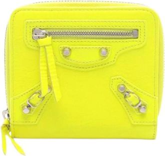 Balenciaga Pre-owned Classic Billfold Zip Leren Portemonnee - Dames - Vintage Accessoires - Geel - ONE Size - Leer - Vintage
