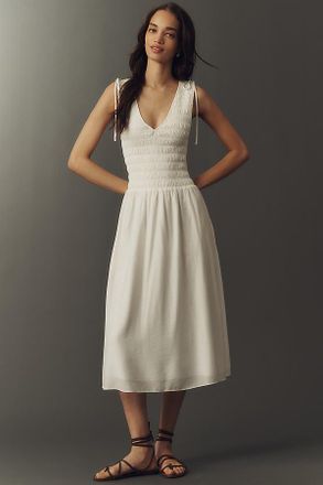 Paige Sebastian Ruched Sleeveless Midi Dress