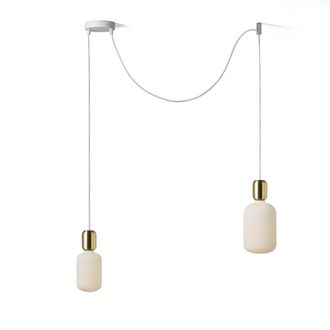 Daylight Italia L&aacute;mpara de techo con 2 pantallas blancas y doradas