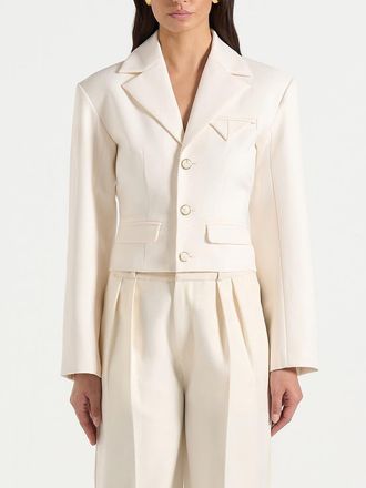Mani&egrave;re De Voir Prisca Structured Cropped Blazer in Off White at Nordstrom, Size 0