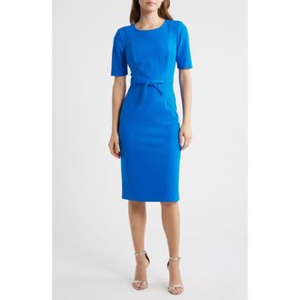 Adrianna Papell Bow Front Sheath Dress in Cool Cobalt at Nordstrom, Size 16