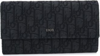 Dior Black Jacquard Long Wallet (Bi-Fold) (Pre-Owned)