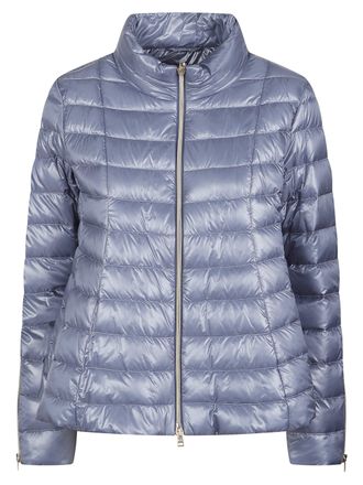 Herno Light Blue High Collar Nylon Down Jacket
