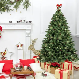 Dmora Dmora - Sapin De No&euml;l Stoccolma, Sapin Artificiel Extra &Eacute;pais, V&eacute;ritable Sapin Effet Pvc Avec Pommes De Pin Incluses, 362 Branches, Hauteur 120 Cm