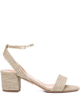 Aquazzura Sandali Sundance con glitter e tacco largo 55mm - Oro