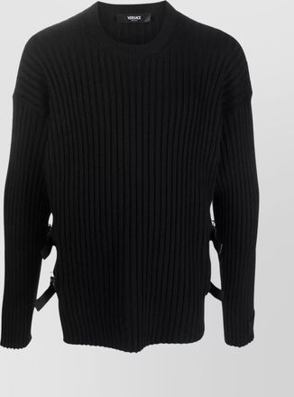 Versace ribbed knit sweater with side buckles