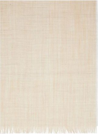 Max Mara Accessoires, Dames, Beige, ONE Size, Luxe Alpaca Zijden Sjaal met Franjes