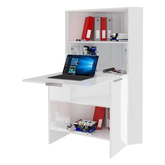 Dmora Escritorio Ddorva, Mueble Multiusos Con Estantes Y Encimera, Mesa De Oficina Multiusos, Escritorio Multiposiciones Ahorrador De Espacio, 100% Made In 