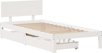 vidaXL Bed Frame with Drawers without Mattress White 90x190 cm Single Vidaxl