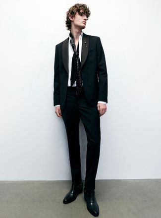 Le 31 Mens Stretch tuxedo pant Wool weave by Marzotto Stockholm fit - Slim