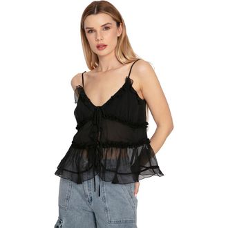 Belle & Bloom Heart Of Glass Chiffon Cami in Black at Nordstrom, Size X-Small Au
