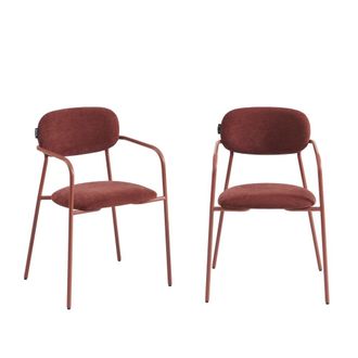 Pantone Lote de 2 sillas de tela y patas de metal terracota