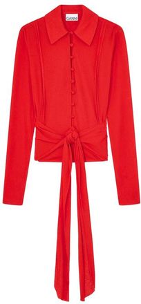 Ganni Tie-detail Button-up Shirt