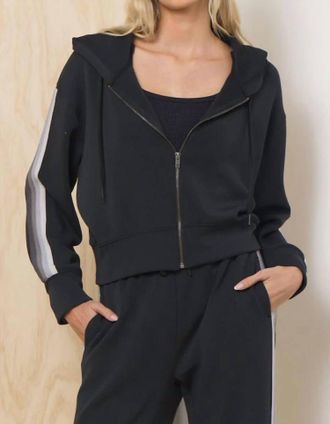 Vintage Havana Victoria Zip Up Hoodie In Black With Grey