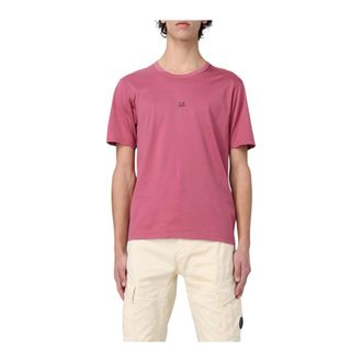 C.P. Company T-Shirts, male, Red, Size: L Cotton Crew Neck TShirt