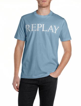 Replay T-Shirt REPLAY, Herren, Gr. M, grigio medio, Jersey, Obermaterial: 100% Baumwolle, bedruckt, regular fit, Rundhals, Shirts T-Shirt, mit Logo-Frontprin
