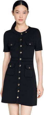 Sandro Button-up knit short dress in Black at Nordstrom, Size 42 Eu