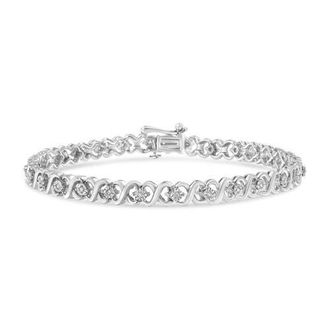 House of Brilliance Silver 1/6 Cttw Miracle Set Diamond Infinity Link and Station Tennis Bracelet in White at Nordstrom
