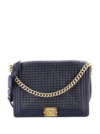 Chanel Boy Flap Bag Braided Sheepskin Large shoulder bag - Zwart