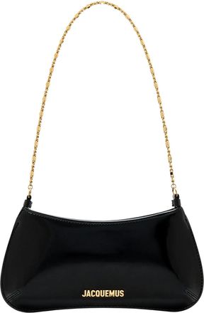 Jacquemus Black Leather Le Petit Bisou Chain Shoulder Bag