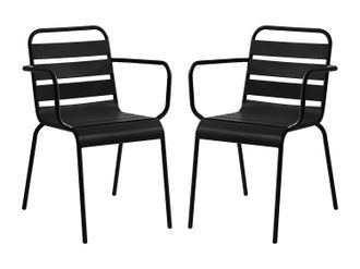 Vente-Unique Poltrona da giardino impilabile in Metallo Nero - Lotto di 2 - MIRMANDE di MYLIA