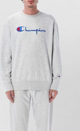 Champion logo crewneck sweater ribbed cuffs hem