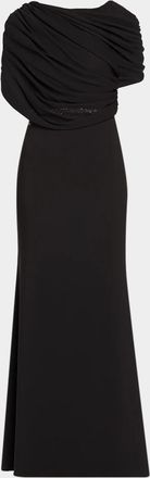 Aidan Mattox Draped Crepe Gown