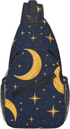 Generic Golden Star Moon Cross Body Bag Anti Theft Shoulder Bag Trendy Backpack For Workout Runner Casual