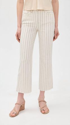 L'agence Wanda Cropped Wide Leg Pant In Ecru/navy Stripe