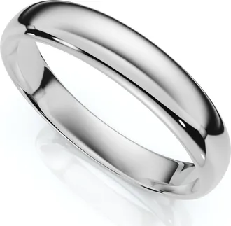 Pompeii3 4mm Dome High Polished Wedding Band 14K White Gold Size Selectable